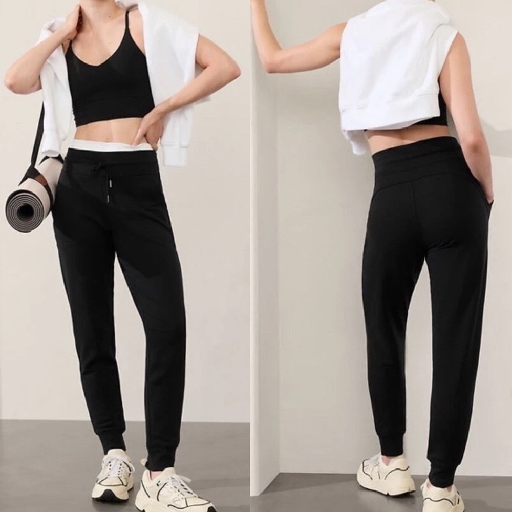 Athleta Balance Joggers Black Womens Size Large Petite NEW Tencel NWT